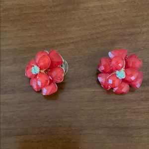 Fun red flower statement earrings